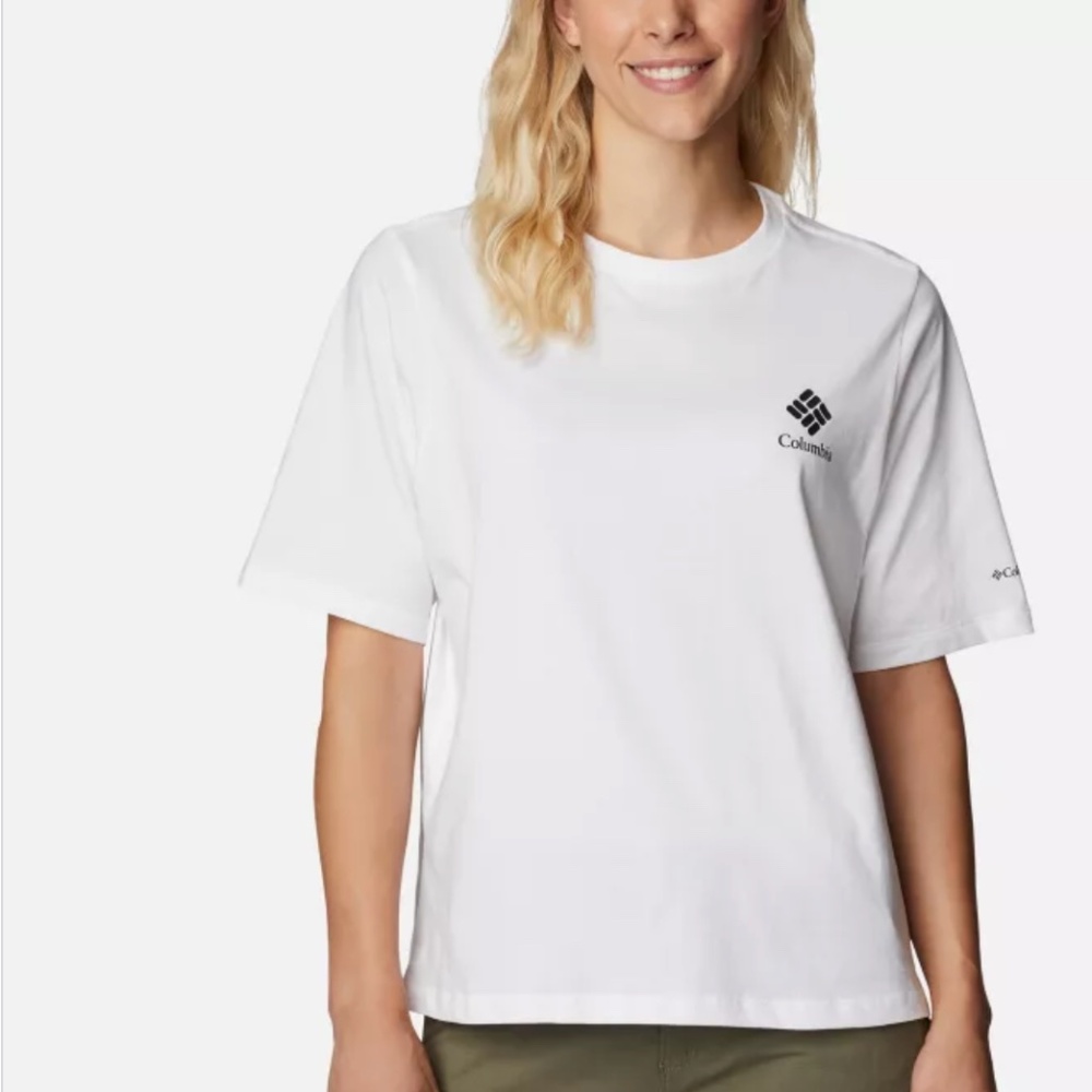 Columbia Women's North Cascades Cotton T-shirt - White Framned Half Tone
